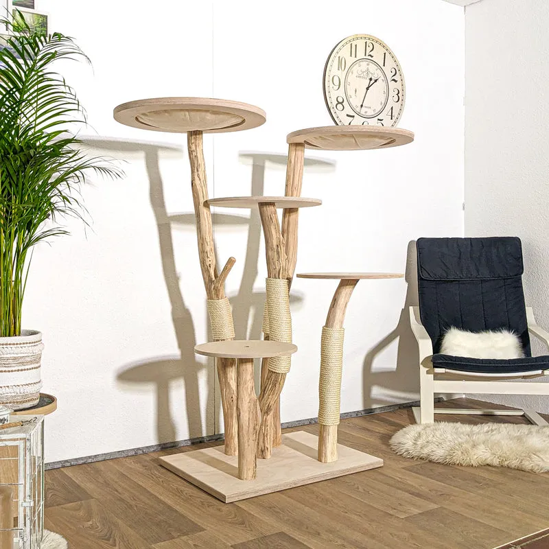 Naturkratzbaum 4164 Kratzbaum Natur Holz Design 146 cm hoch Katzenbaum