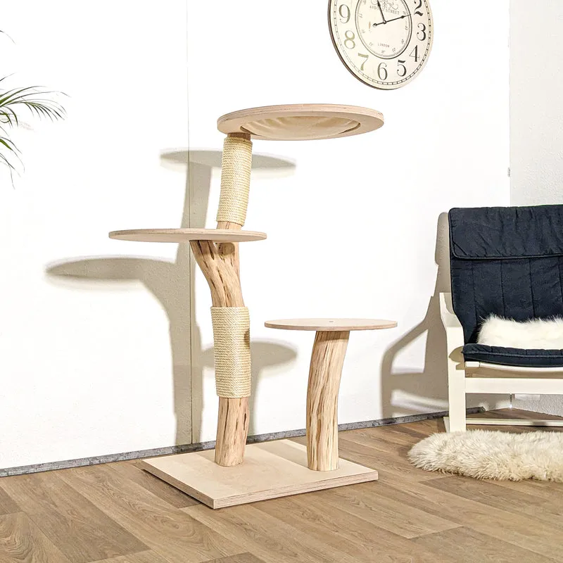 Naturkratzbaum 4157 Kratzbaum Natur Holz Design 123 cm hoch Katzenbaum
