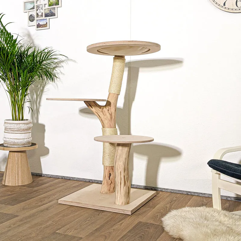 Naturkratzbaum 4157 Kratzbaum Natur Holz Design 123 cm hoch Katzenbaum