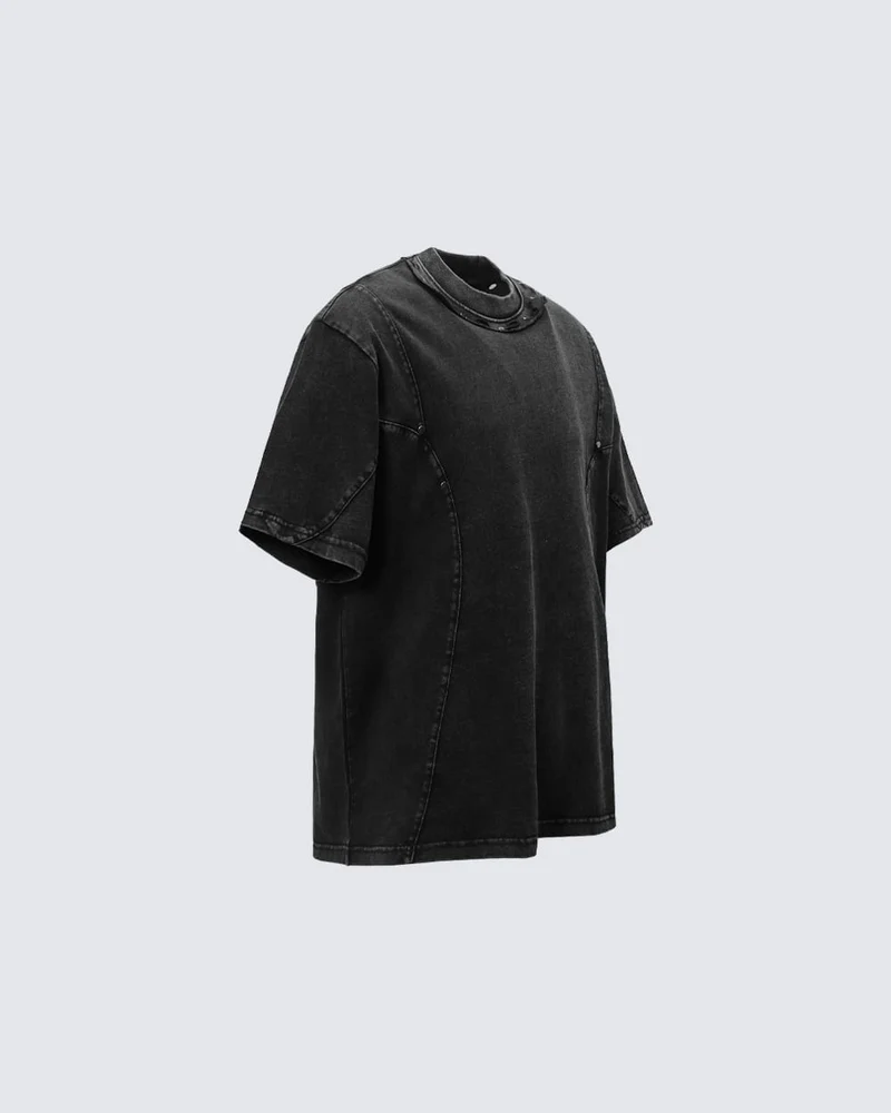 Distressed Irregular Curve Patchwork New Tee