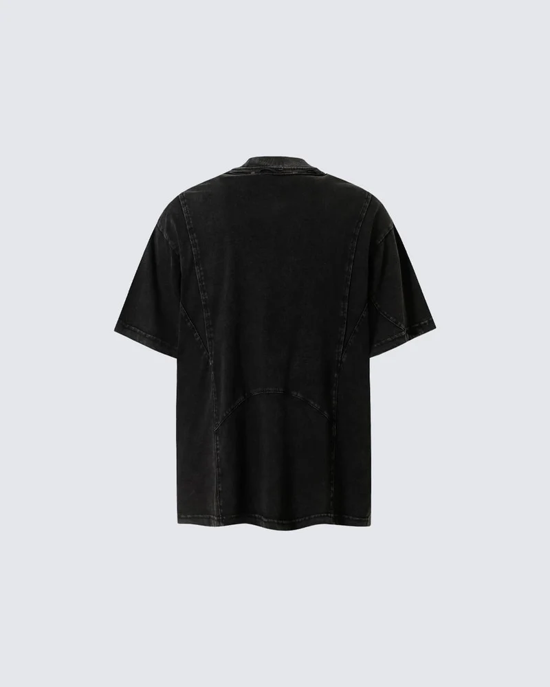 Distressed Irregular Curve Patchwork New Tee