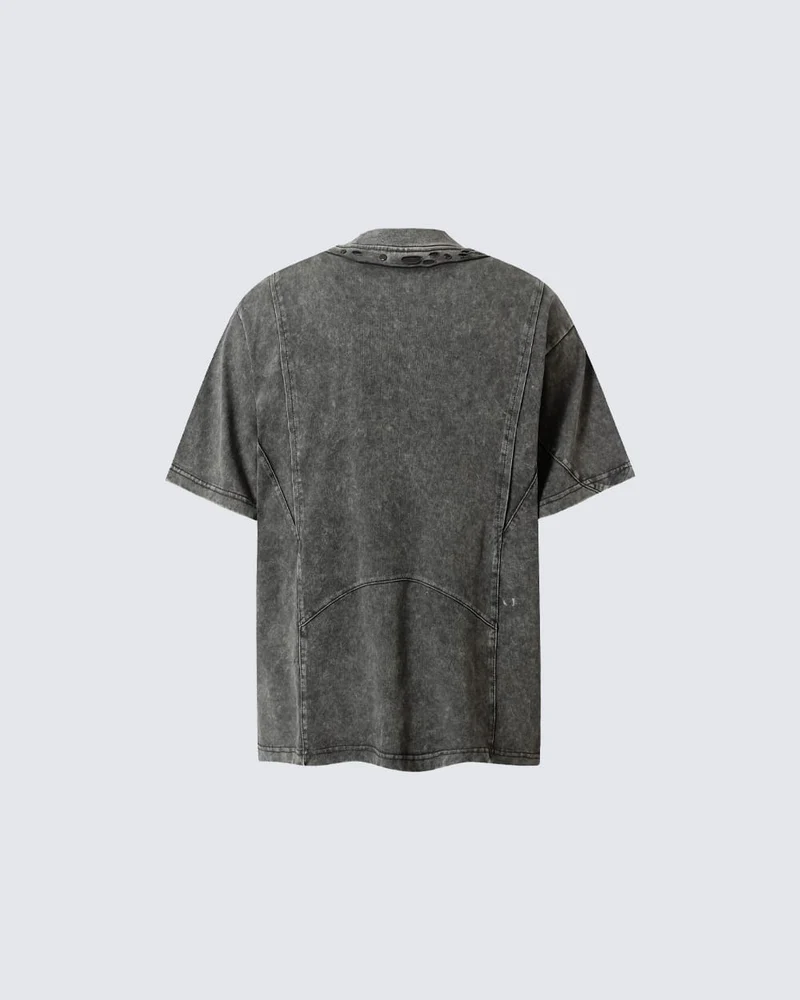 Distressed Irregular Curve Patchwork New Tee
