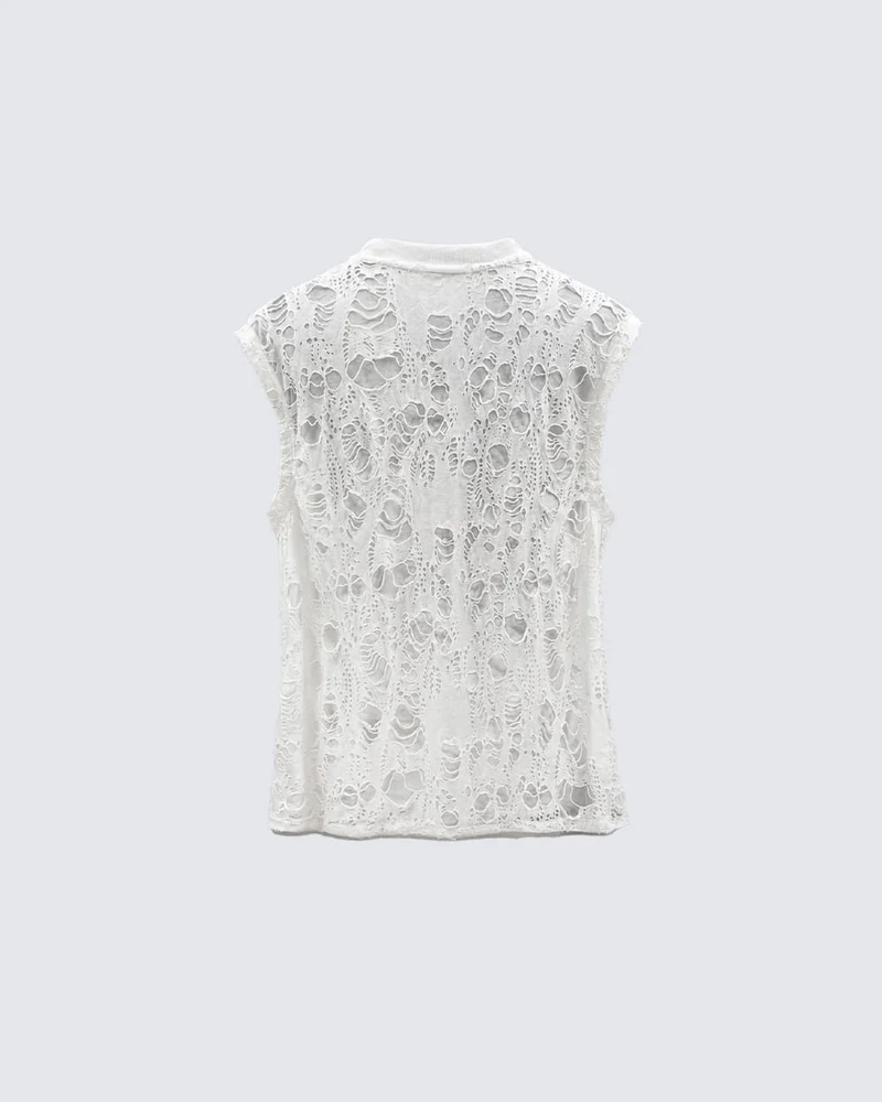 Gothic Distressed Mesh Sleeveless Top