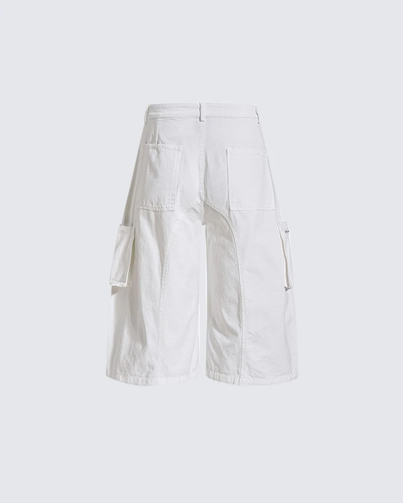 Distressed Cargo Wide-Leg Pants with Straps