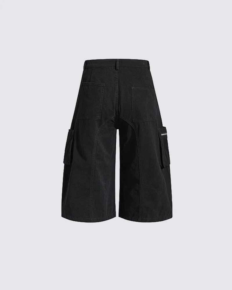 Distressed Cargo Wide-Leg Pants with Straps