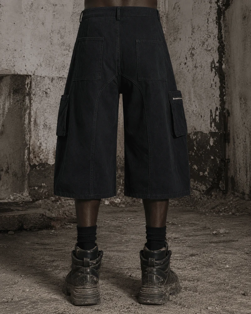 Distressed Cargo Wide-Leg Pants with Straps