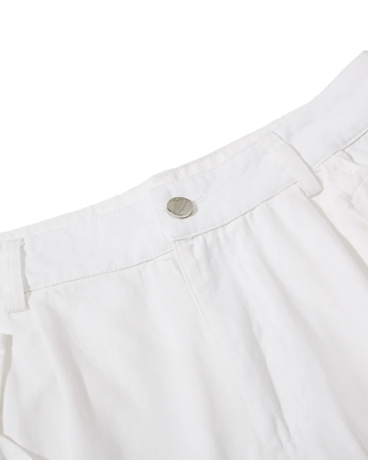 Distressed Cargo Wide-Leg Pants with Straps