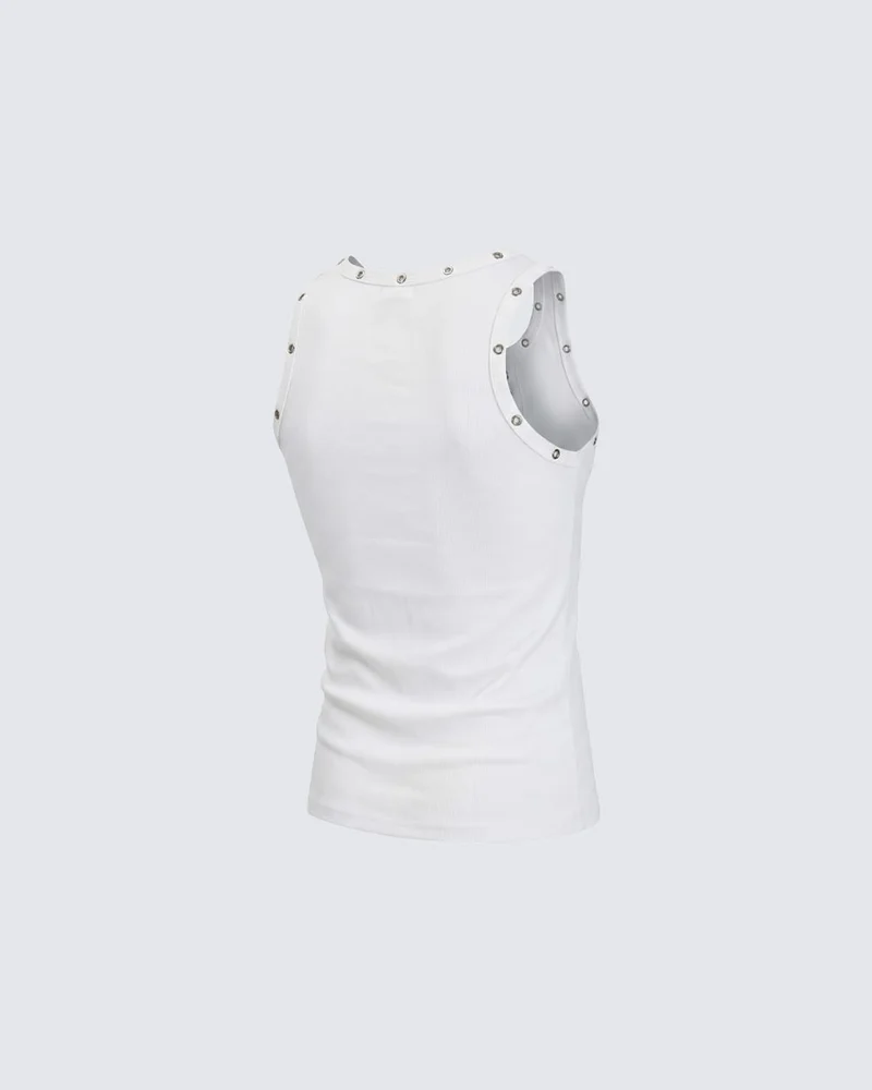 American Punk Lace-Up Rivet Tank Top New