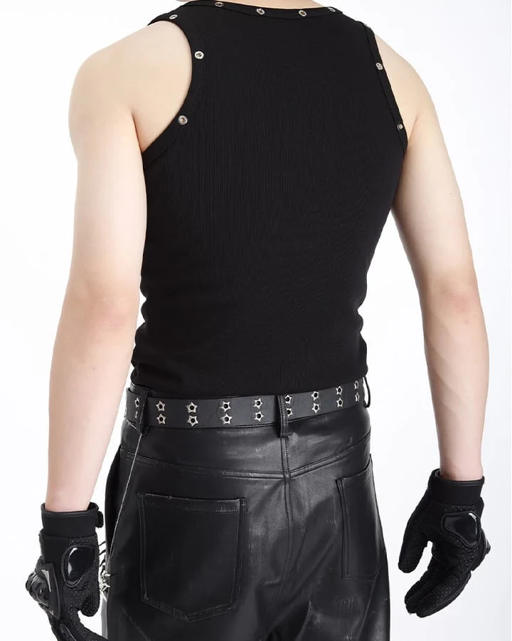 American Punk Lace-Up Rivet Tank Top New