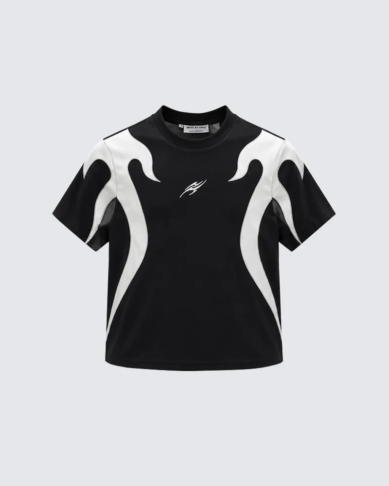Abstract Flame Graphic Short Sleeve Top