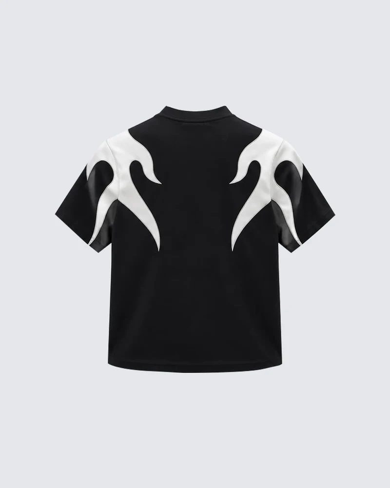Abstract Flame Graphic Short Sleeve Top