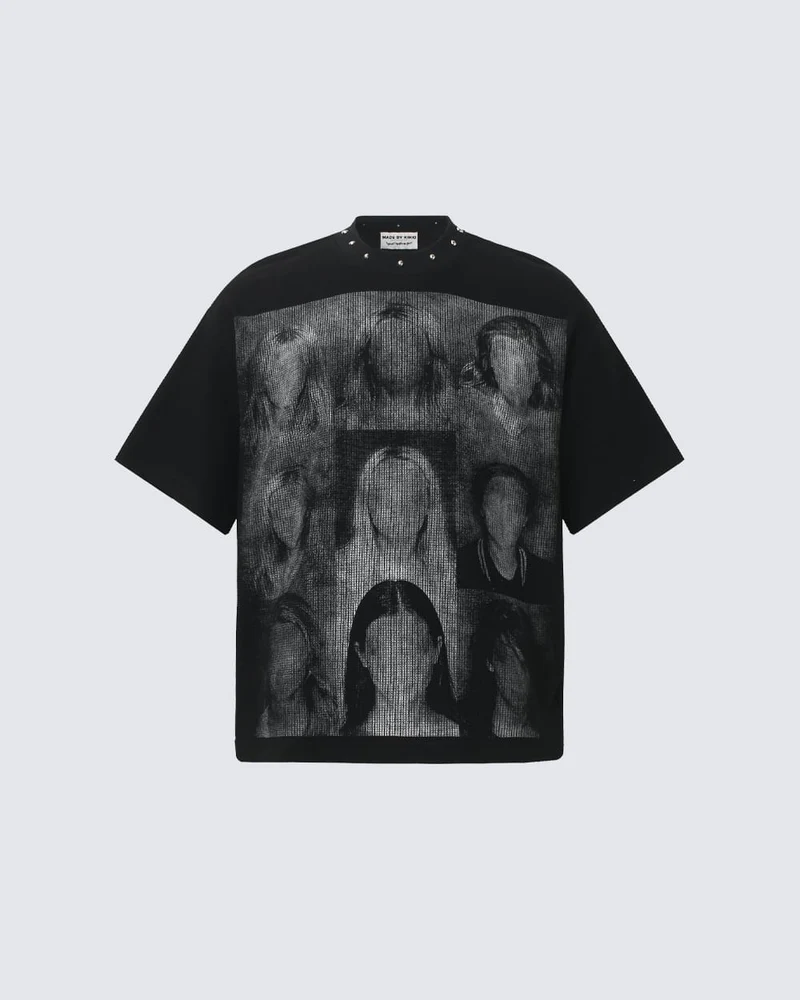 American Retro Studded Print Fashion T-Shirt