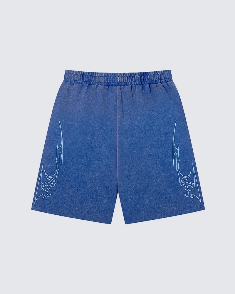 Vintage Distressed Graphic Print Shorts
