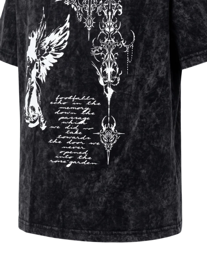 Grunge Angel & Script Graphic T-Shirt
