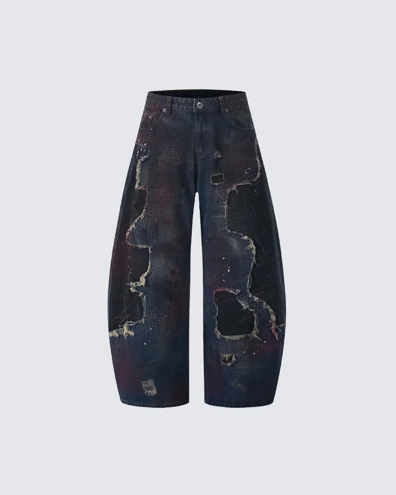 Vintage Distressed Paint Splatter Jeans