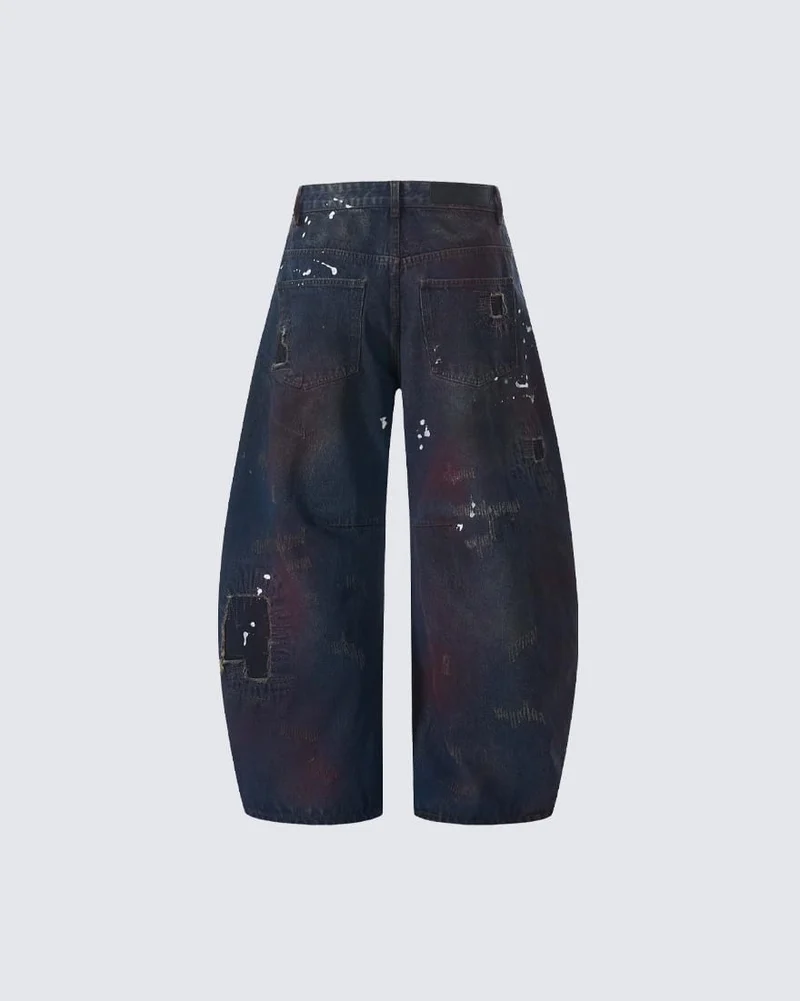 Vintage Distressed Paint Splatter Jeans