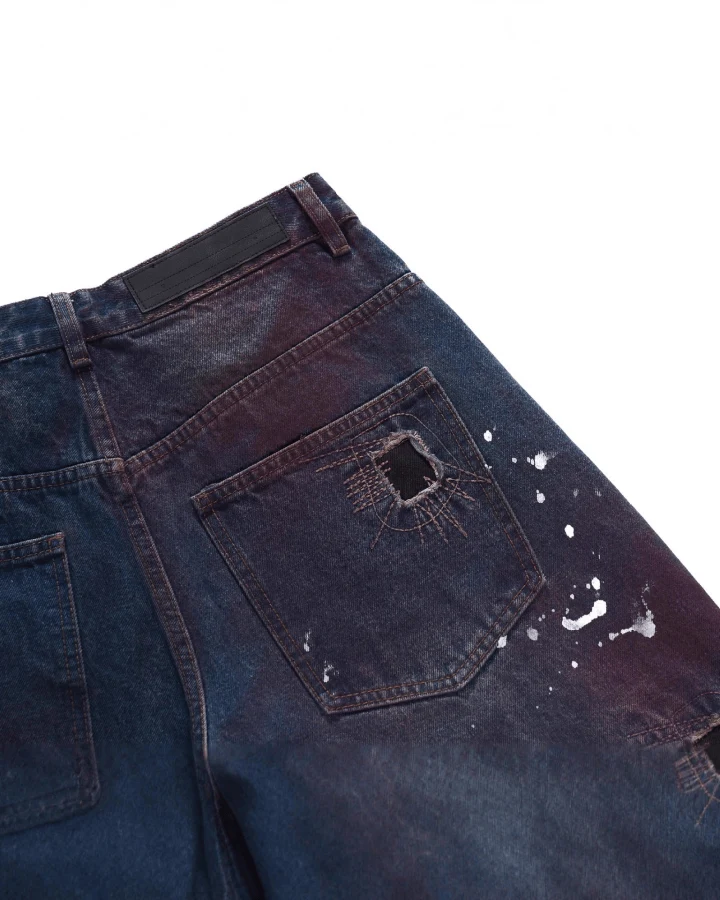 Vintage Distressed Paint Splatter Jeans