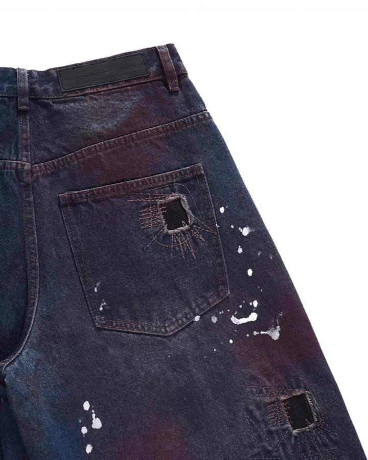 Vintage Distressed Paint Splatter Jeans