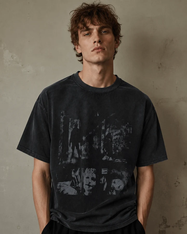 Distressed Black Graphic Print T-shirt