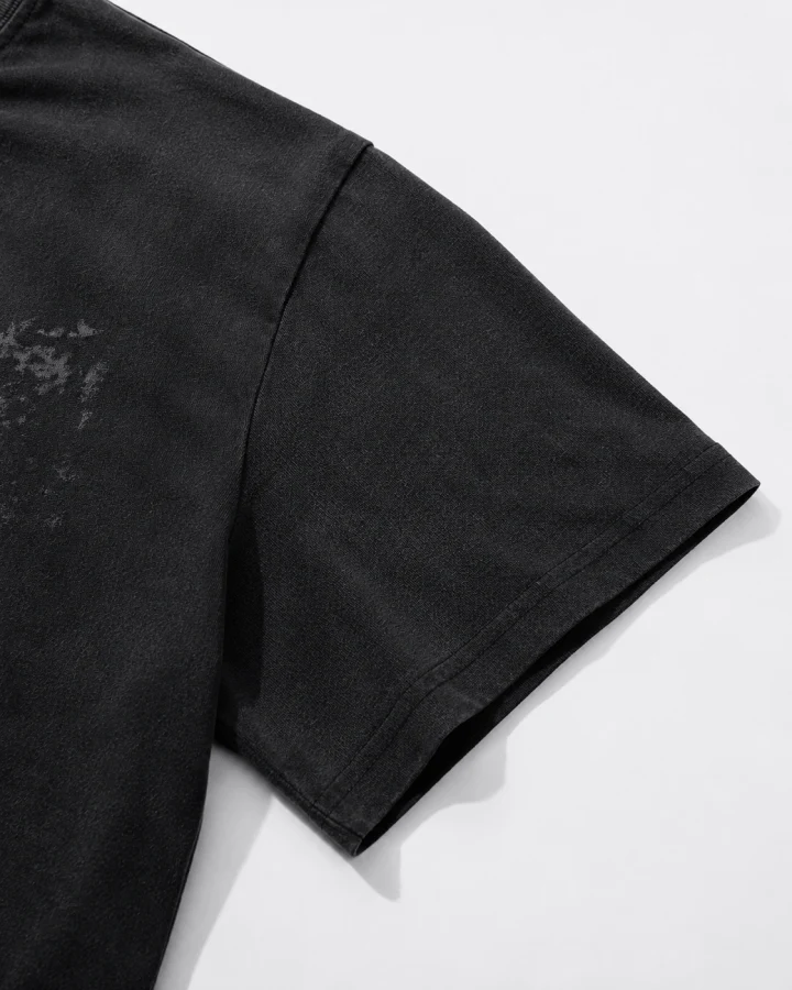 Distressed Black Graphic Print T-shirt