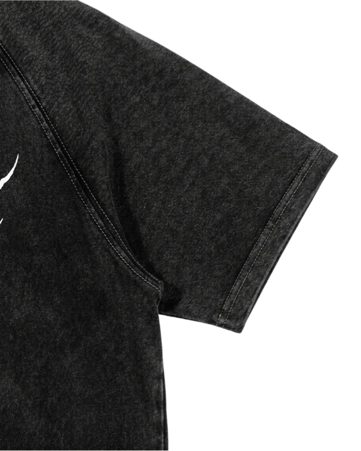 Gothic Distressed Washed Skull Print T-Shirt
