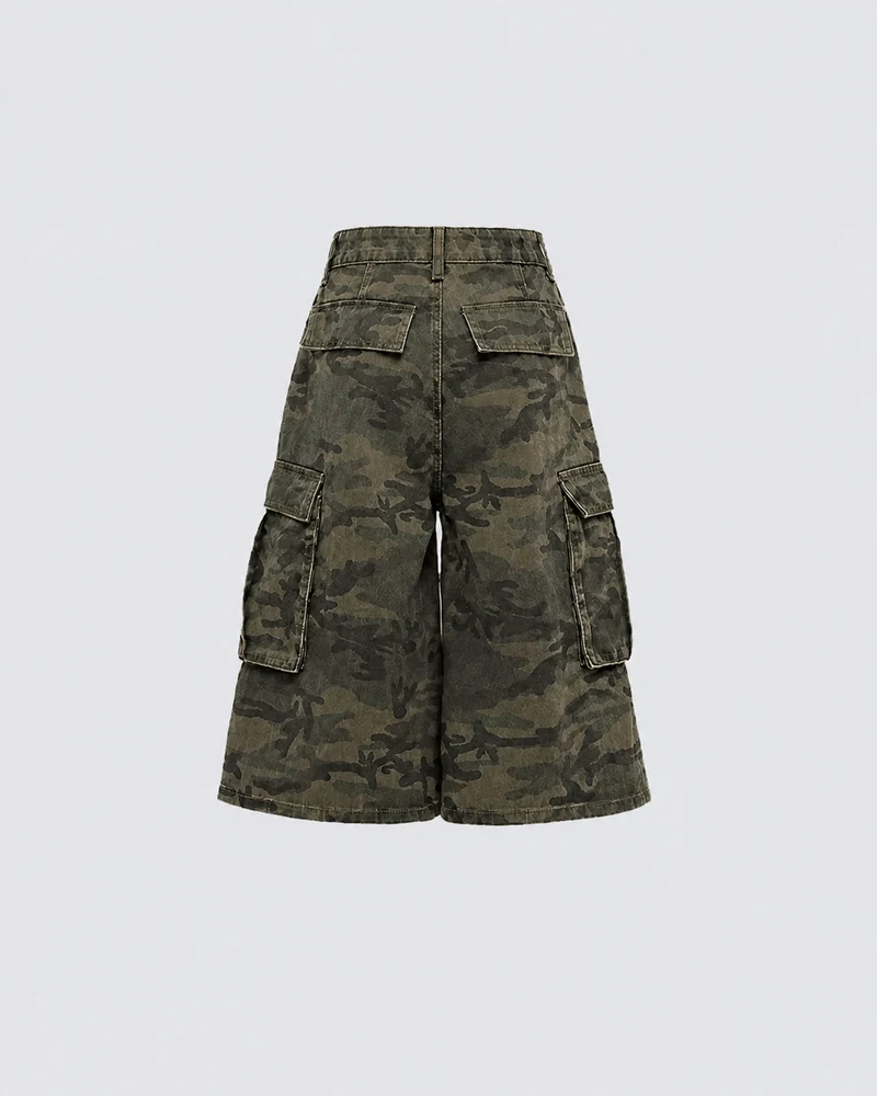 New Camo Layered Cargo Shorts