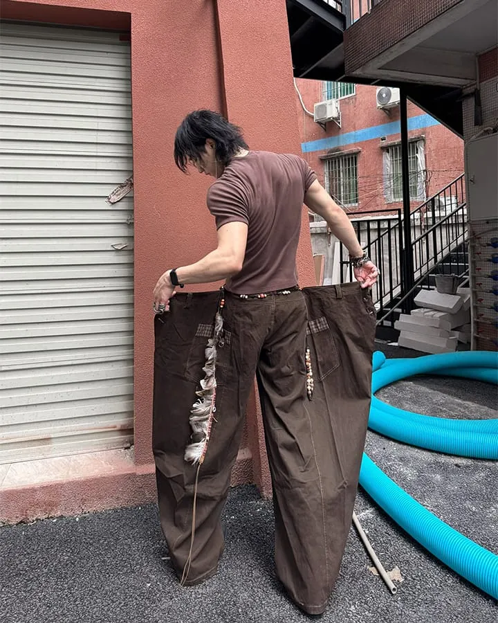 Deconstructed Double-Layer Panel Pants