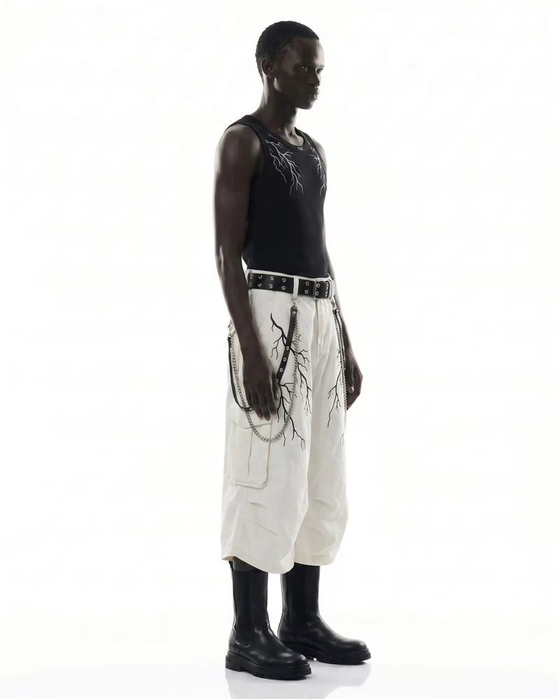 LIGHTNING Series | Gothic Chain Strap Utility Shorts