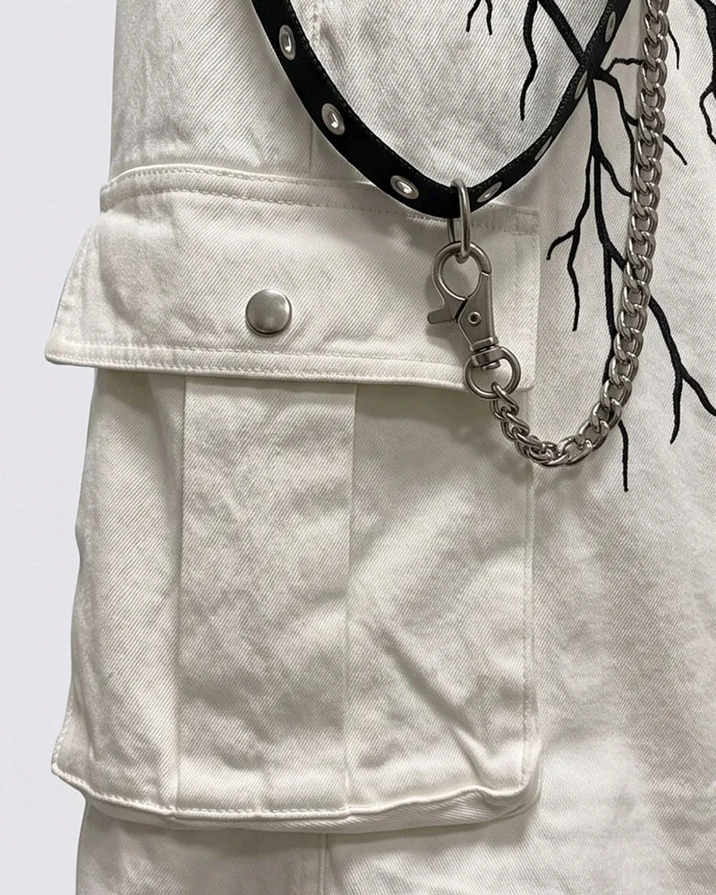 LIGHTNING Series | Gothic Chain Strap Utility Shorts