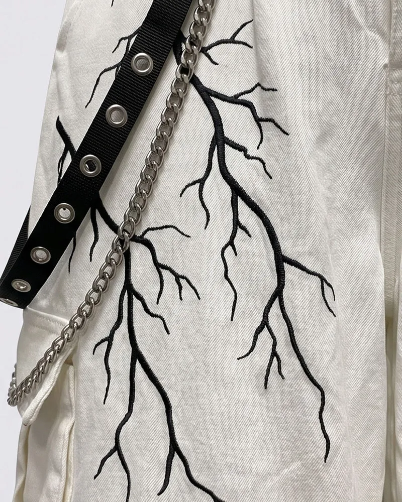 LIGHTNING Series | Gothic Chain Strap Utility Shorts