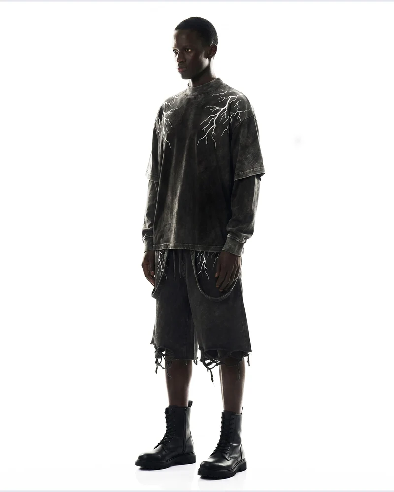 LIGHTNING Series | Washed Layered Long Sleeve T-Shirt