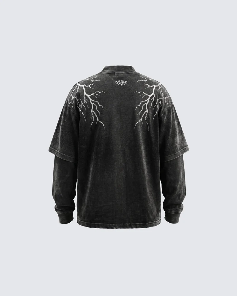 LIGHTNING Series | Washed Layered Long Sleeve T-Shirt