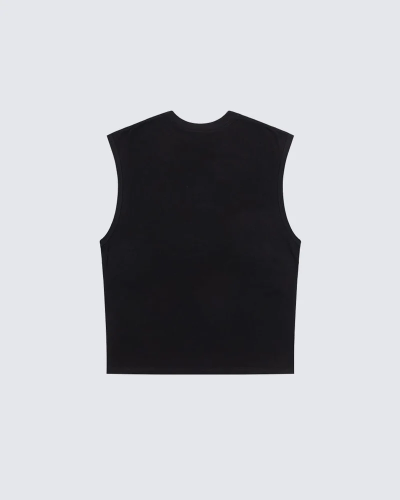 Vintage Washed Text Graphic Sleeveless Tee