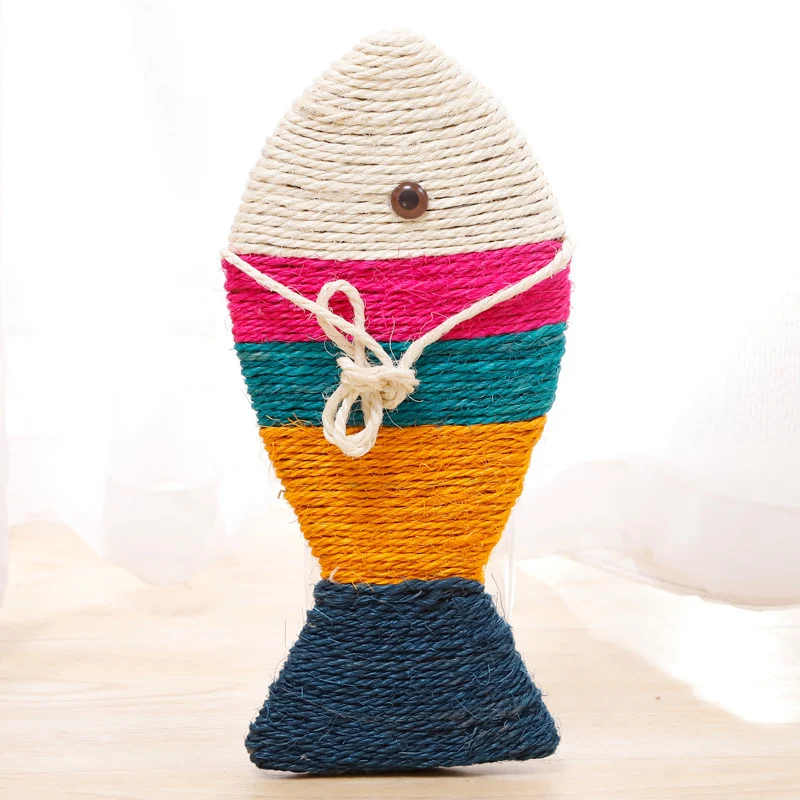 Katzen Kratzpappe, Bunte Streifen Fischform, 36 x 16 cm, Robuste Materialien, umweltfreundliche Essbaren Farbstoffen gefärbt