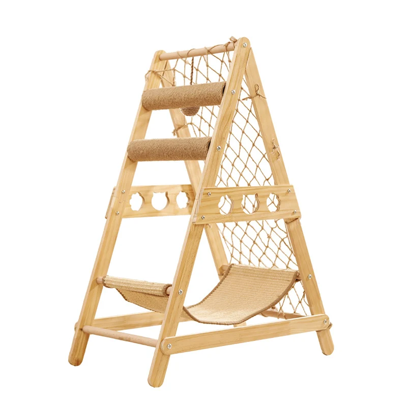 Kratzmöbel Katze, Multifunktionale Katzenbett mit Kratzbereich, Kletterelement & Dreiecksdesign, Aus natürlichen und sicheren Materialien, Spiel- und Ruheplatz für Ihre Katze