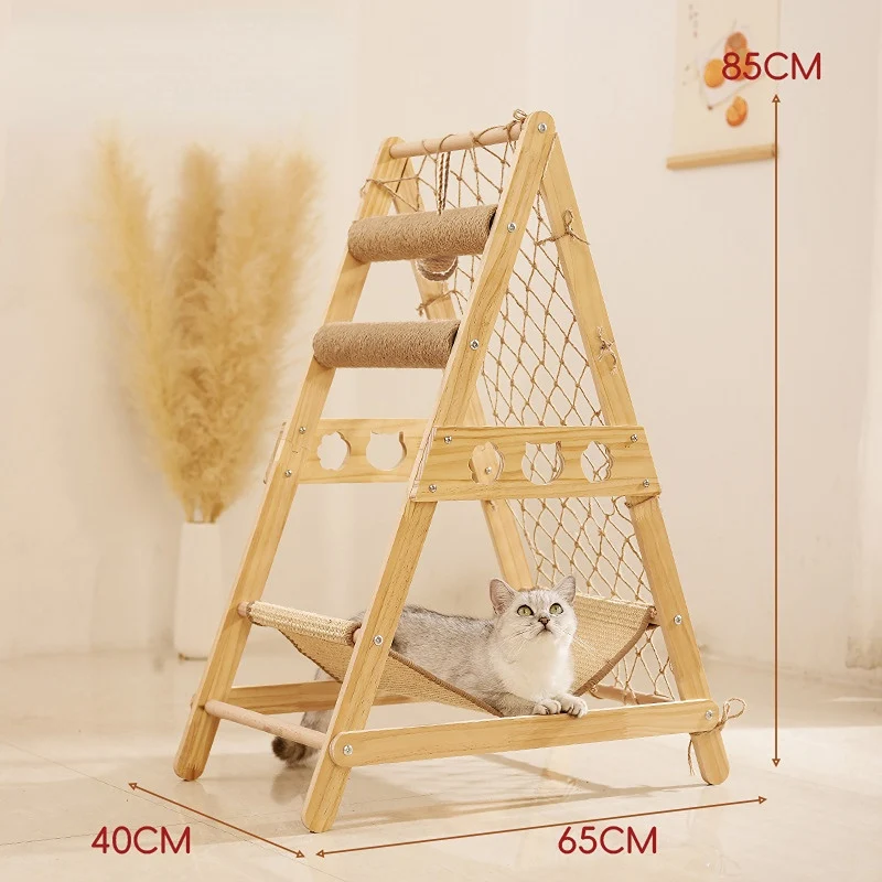 Kratzmöbel Katze, Multifunktionale Katzenbett mit Kratzbereich, Kletterelement & Dreiecksdesign, Aus natürlichen und sicheren Materialien, Spiel- und Ruheplatz für Ihre Katze