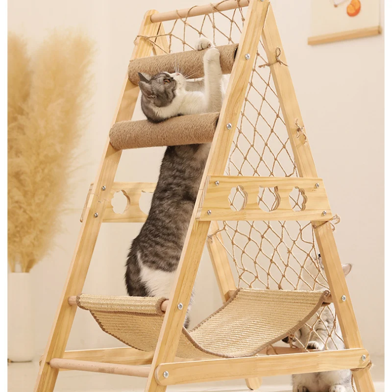 Kratzmöbel Katze, Multifunktionale Katzenbett mit Kratzbereich, Kletterelement & Dreiecksdesign, Aus natürlichen und sicheren Materialien, Spiel- und Ruheplatz für Ihre Katze