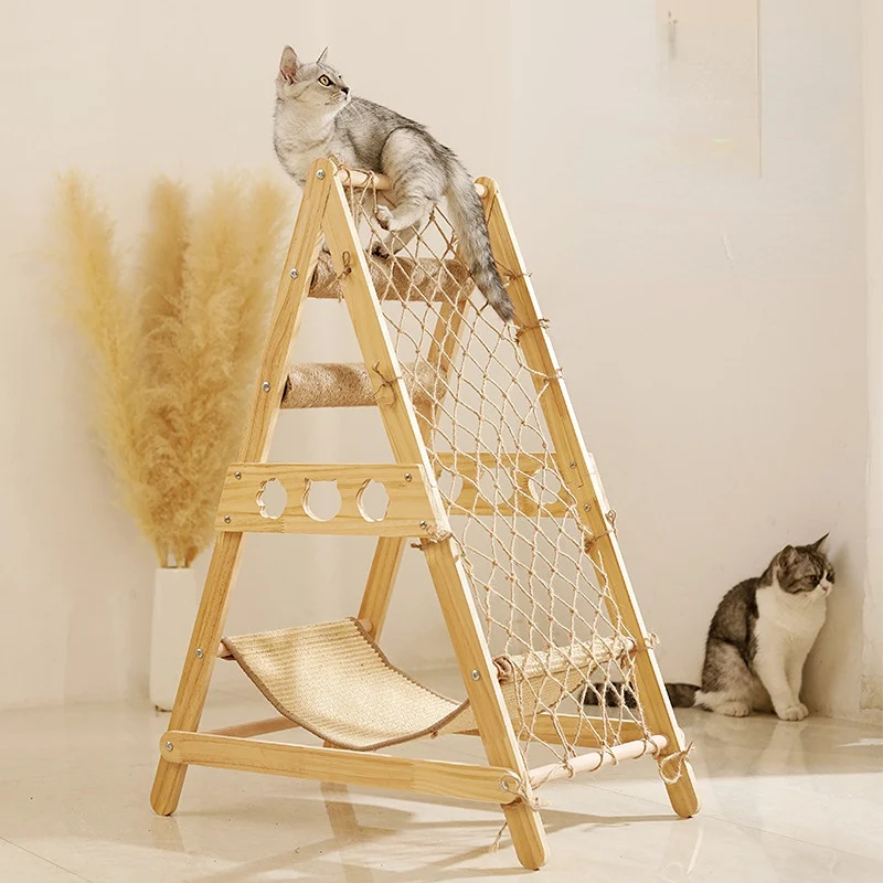 Kratzmöbel Katze, Multifunktionale Katzenbett mit Kratzbereich, Kletterelement & Dreiecksdesign, Aus natürlichen und sicheren Materialien, Spiel- und Ruheplatz für Ihre Katze