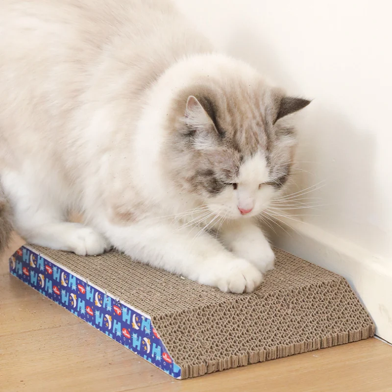 Kratzbrett für Katzen, Trapezwellpappe, Hilfreicher und langlebiger Kratzbaum für Ihre Katze, Kommt mit Katzenminzepulver
