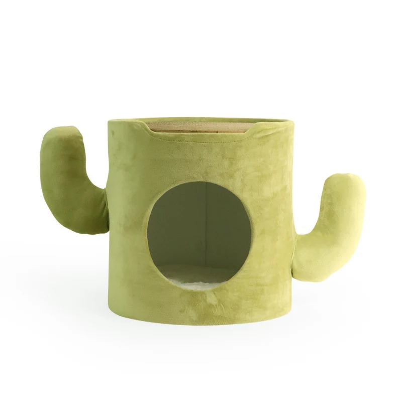 Katzenhöhle, Halboffene Höhle als Katzenbett, Design im Aussehen eines Kaktus, Robustes Material, 60 x 36 x 35 cm