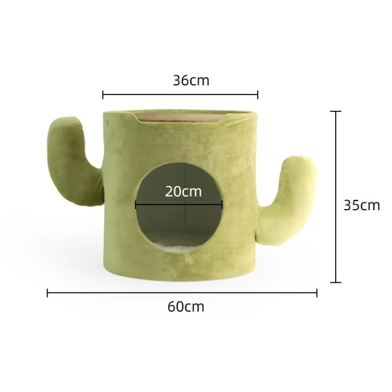 Katzenhöhle, Halboffene Höhle als Katzenbett, Design im Aussehen eines Kaktus, Robustes Material, 60 x 36 x 35 cm
