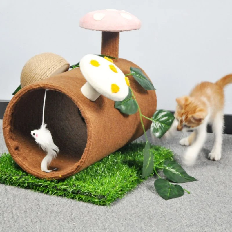 Katzenhöhle, Kratzbrett für Katzen, Tunnel Katze Kratzbrett, lustigem Baumstamm-Design, Für kleine Katzen, Tunnel Durchmesser 22 cm