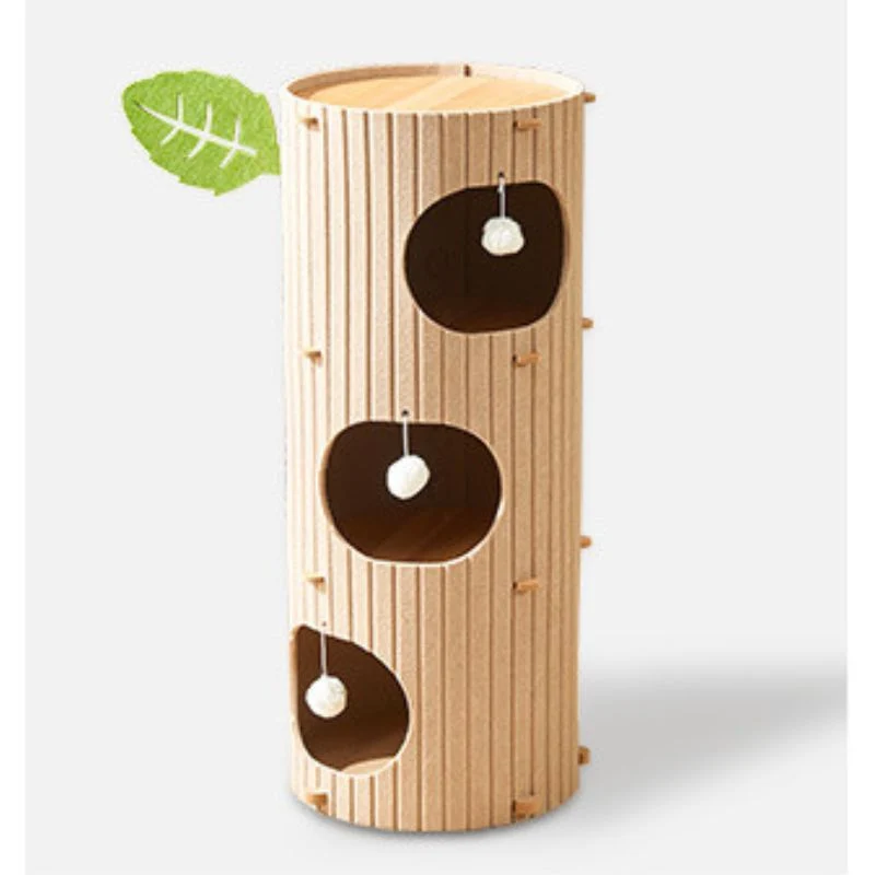 Kratzbrett Katze, Katzenbaum Mehrgeschossiger, Cartoon Baumstamm Design, für Unterhaltung und Krallenpflege, Hellbraun und Dunkelbraun