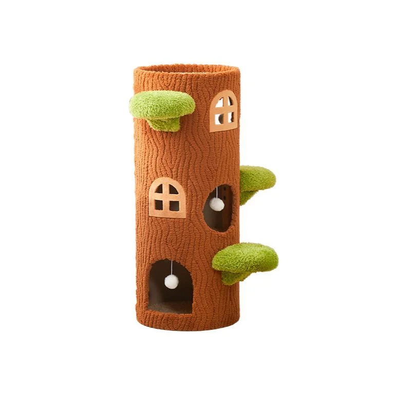 Katzenfummelbrett, Katzenhaus mit Spielball für 2 katzen, Sisal-Kratzbereich, niedliches Baumhaus-Design