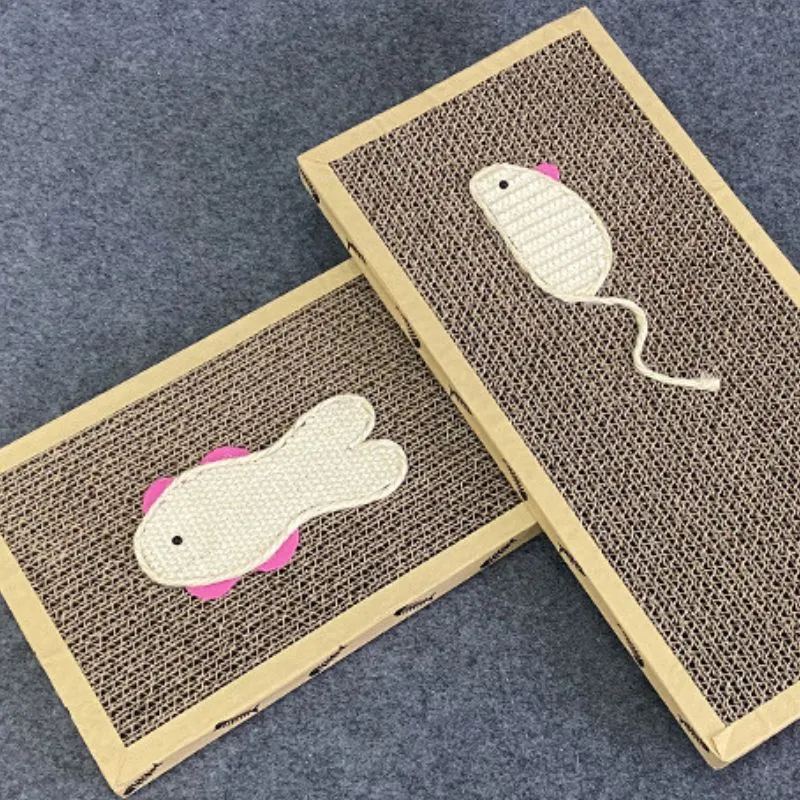 Kratzpappe für Katzen, Katzen Spielzeug aus Sisal, Katzen Kratzbrett mit süßem Design, 43cmx21cmx2cm