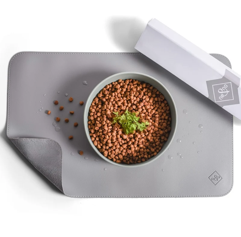 Futternapf-Unterlage aus veganem Leder - Hund & Katze | Grey