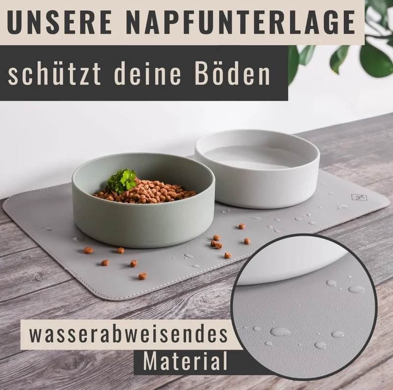 Futternapf-Unterlage aus veganem Leder - Hund & Katze | Grey