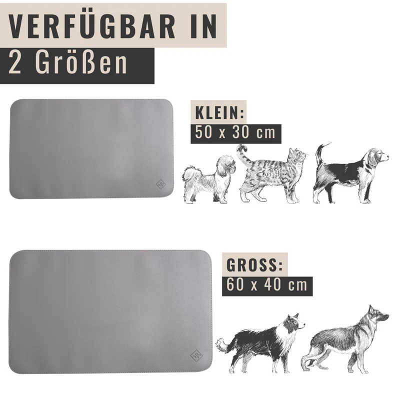 Futternapf-Unterlage aus veganem Leder - Hund & Katze | Grey