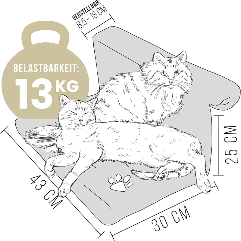 Heizkörperliege für Katzen - verstellbar