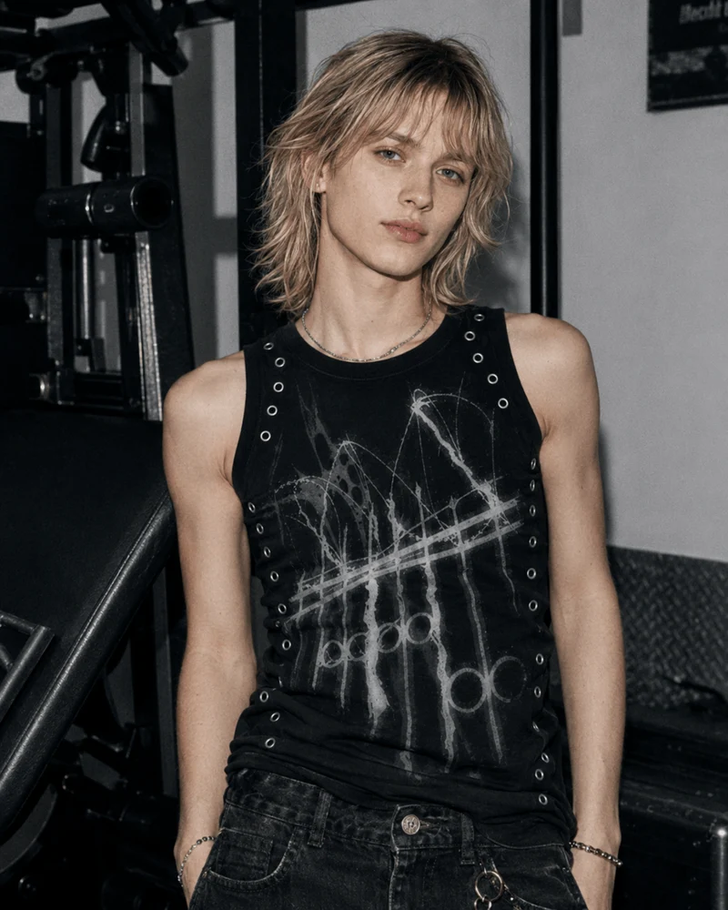 American Gothic Rivet Slim Fit Tank Top